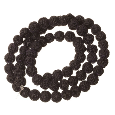 Strand of lava beads, round, 8 mm, coffee brown