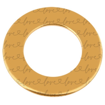 Pendentif en métal Donut, gravure : Love, diamètre environ 38 mm, doré
