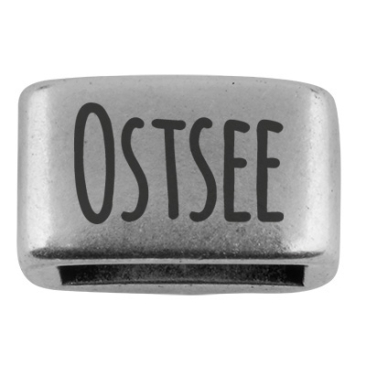 Pièce intermédiaire avec gravure "Ostsee", 14 x 8,5 mm, argentée, convient pour corde à voile de 5 mm