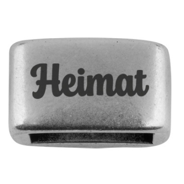 Pièce intermédiaire avec gravure "Heimat", 14 x 8,5 mm, argentée, convient pour corde à voile de 5 mm