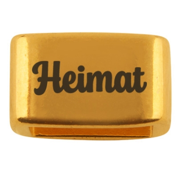 Spacer with engraving "Heimat", 14 x 8.5 mm, gold-plated, suitable for 5 mm sail rope