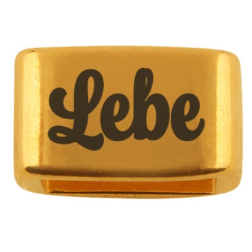 Spacer with engraving "Live", 14 x 8.5 mm, gold-plated, suitable for 5 mm sail rope
