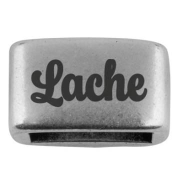 Spacer with engraving "Lache", 14 x 8.5 mm, silver-plated, suitable for 5 mm sail rope