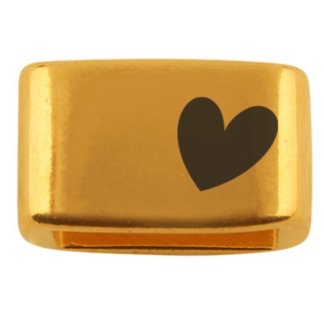 Spacer with engraving "Heart", 14 x 8.5 mm, gold-plated, suitable for 5 mm sail rope