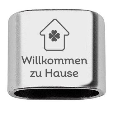 Spacer with engraving "Welcome home", 20 x 24 mm, silver-plated, suitable for 10 mm sail rope