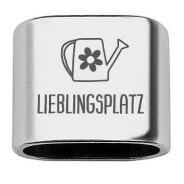 Tussenstukje met gravure "Lieblingsplatz", 20 x 24 mm, verzilverd, geschikt voor 10 mm zeiltouw