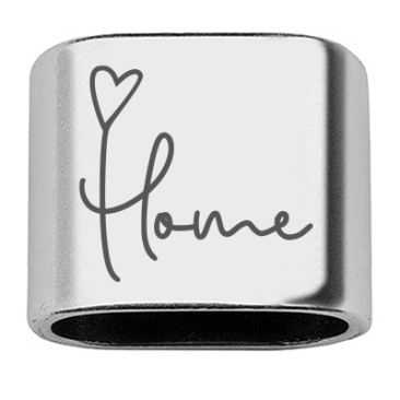 Intermediate piece with engraving "Home", 20 x 24 mm, silver-plated, suitable for 10 mm sail rope
