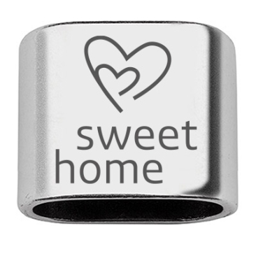 Intermediate piece with engraving "Sweet Home", 20 x 24 mm, silver-plated, suitable for 10 mm sail rope