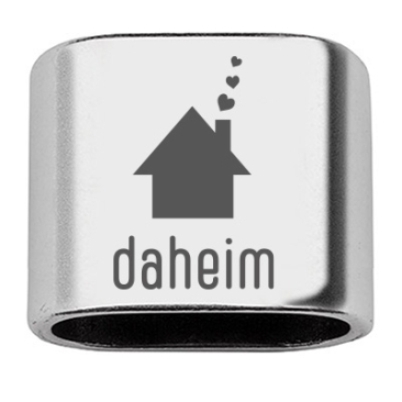 Intermediate piece with engraving "Daheim", 20 x 24 mm, silver-plated, suitable for 10 mm sail rope