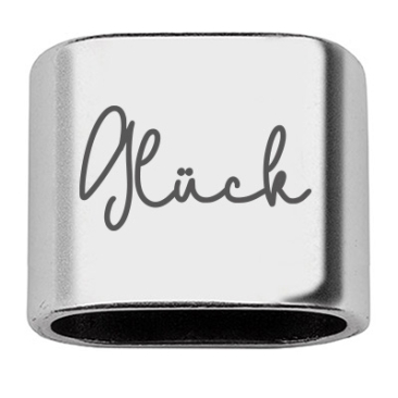 Spacer with engraving "Glück", 20 x 24 mm, silver-plated, suitable for 10 mm sail rope