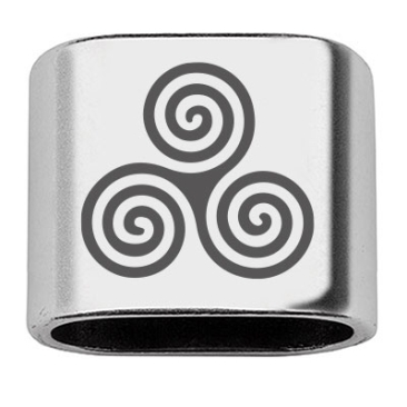 Zwischenstück mit Gravur "Triskele" keltisches Glückssymbol, 20 x 24 mm, versilbert, geeignet für 10 mm Segelseil