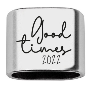 Pièce intermédiaire avec gravure "Good Times 2022", 20 x 24 mm, argentée, convient pour corde à voile de 10 mm