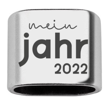 Intermediate piece with engraving "My year 2022", 20 x 24 mm, silver-plated, suitable for 10 mm sail rope