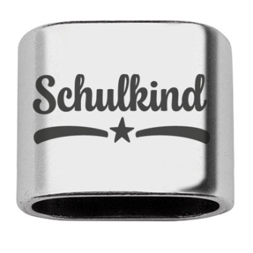 Intermediate piece with engraving "Schoolchild", 20 x 24 mm, silver-plated, suitable for 10 mm sail rope