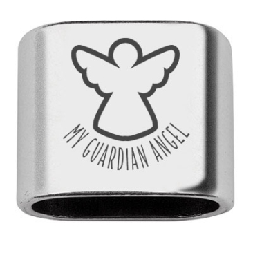 Intermediate piece with engraving "My Guardian Angel", 20 x 24 mm, silver-plated, suitable for 10 mm sail rope
