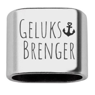 Spacer with engraving "Geluksbrenger", 20 x 24 mm, silver-plated, suitable for 10 mm sail rope