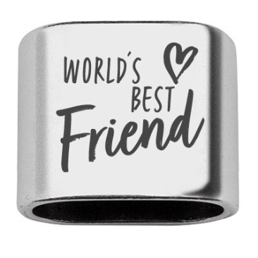 Pièce intermédiaire avec gravure "World's Best Friend", 20 x 24 mm, argentée, convient pour corde à voile de 10 mm
