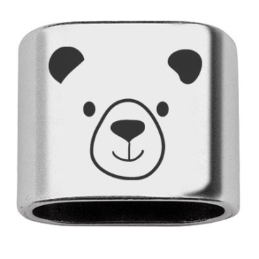 Adapter with engraving "Bear", 20 x 24 mm, silver-plated, suitable for 10 mm sail rope
