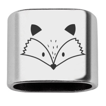 Adapter with engraving "Fox", 20 x 24 mm, silver-plated, suitable for 10 mm sail rope