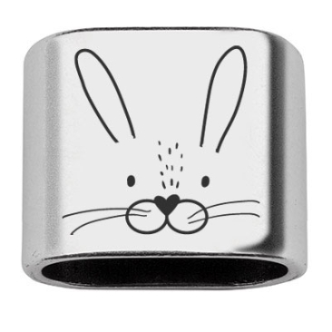 Spacer with engraving "Bunny", 20 x 24 mm, silver-plated, suitable for 10 mm sail rope