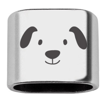 Adapter with engraving "Dog", 20 x 24 mm, silver-plated, suitable for 10 mm sail rope