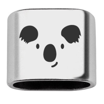 Adapter with engraving "Koala", 20 x 24 mm, silver-plated, suitable for 10 mm sail rope