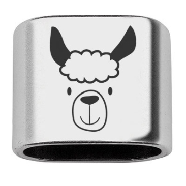 Spacer with engraving "Lama", 20 x 24 mm, silver-plated, suitable for 10 mm sail rope