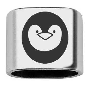 Spacer with engraving "Penguin", 20 x 24 mm, silver-plated, suitable for 10 mm sail rope