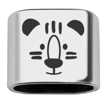 Adapter with engraving "Tiger", 20 x 24 mm, silver-plated, suitable for 10 mm sail rope