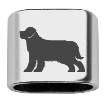 Zwischenstück mit Gravur Hunderassen "Berner Sennenhund", versilbert, 20 x 24 mm, geeignet für 10 mm Segelseil