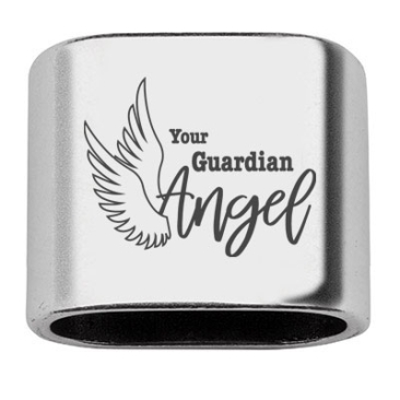 Zwischenstück mit Gravur "Your Guardian Angel", 20 x 24 mm, versilbert, geeignet für 10 mm Segelseil