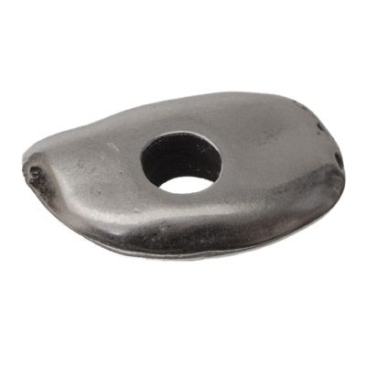 Perle en métal, disque, 15,3 x 8,9 mm, argenté