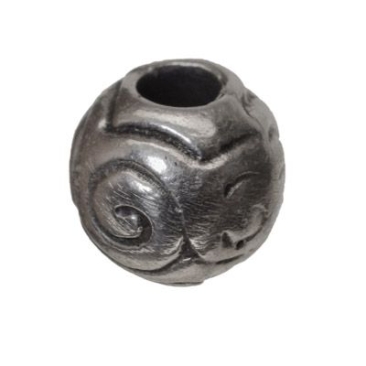 Perle métallique boule, 9 mm, argentée