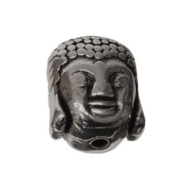 Metal bead Buddha, 10.7 x 8.2 mm, silver plated