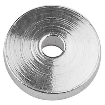Metal bead spacer disc, 6 mm, silver-plated