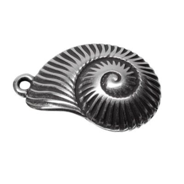 Metal pendant snail, 35 x 26.5 mm, silver-plated
