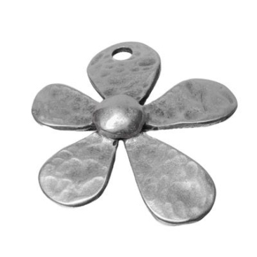 Metal pendant flower, 35.5 x 30 mm, silver-plated