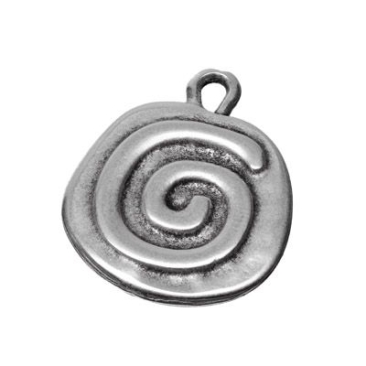 Metal pendant spiral, 26 x 21.6 mm, silver-plated