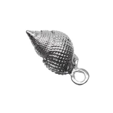 Metal pendant shell, 21 x 9.5 mm, silver-plated