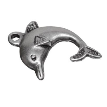 Metallanhänger Delphin, 32,5 x 24 mm, versilbert