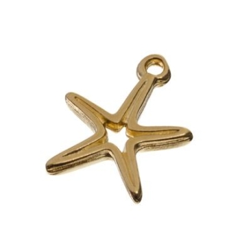 Metal pendant star, 16 x 13.4 mm, gold-plated