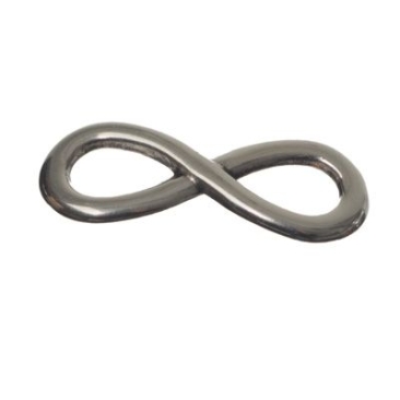 Metal pendant / bracelet connector, Infinity, 30 x 11 mm, silver-plated