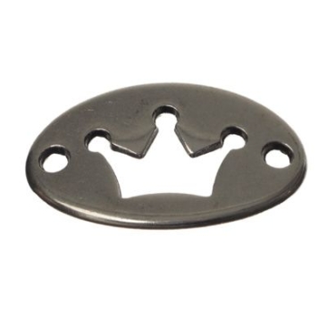 Pendentif métal / connecteur de bracelet, couronne, 20 x 13 mm, argenté