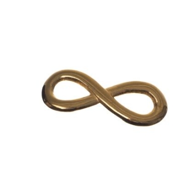 Metal pendant / bracelet connector, Infinity, 15 x 6 mm, gold-plated