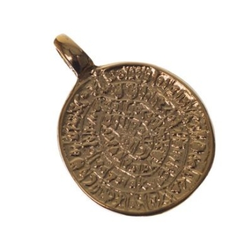 Metal pendant disc, 34 x 25 mm, gold-plated