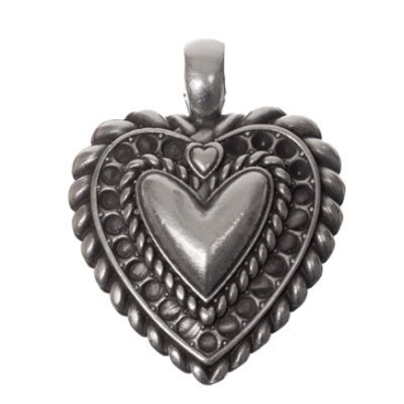 Metal pendant heart, XXL pendant, 48 x 38 mm, silver-plated