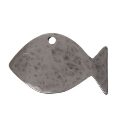 Pendentif métal poisson, 28 x 45 mm, argenté