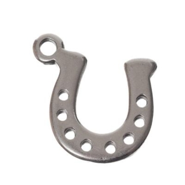 Metal pendant horseshoe,13 x 14 mm, silver plated
