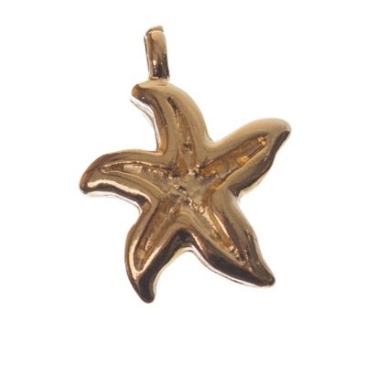 Metal pendant starfish, 21 x 15 mm, gold-plated