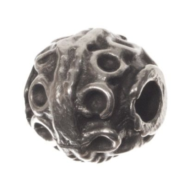 Metal bead ball, approx. 6 mm, patterned, silver-plated